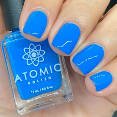 Neon Light Blue Nails, Neon Nail Polish Colors, Blue Color Nail Polish, Shades Of Blue Nail Polish, Bright Blue Nail Polish, Neon Blue Nails, Ombre French Nails, Blue Nail Polish