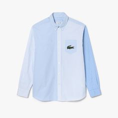 Iconic stripes. Quintessential crocodile. Lacoste DNA for a statement-making shirt. Camisa Lacoste, Long Sleeves Shirts, Lacoste France, Stripe Shirt, 2024 Collection, Striped Shirt, Blue Fashion, Blue Stripes, Cotton Shirt