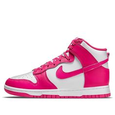 Nike Womens WMNS Dunk High Pink Prime Sneakers/Shoes Dunk High Pink Prime, Dunks Nike, Nike Dunk High, Dunk High, Air Jordan 3, Nike Air Max Plus, Jordan 5, Nike Blazer, Jordan 3