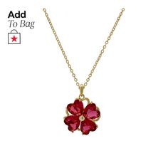 in stock Heart Shaped Necklace From Macy's For Gift, Valentine's Day Flower Shape Clavicle Necklace, Elegant Ruby Necklace With Heart Charm, Ruby Heart Charm Pendant Necklace, Valentine's Day Flower Charm Pendant Necklace, Macy's Heart Charm Necklaces For Valentine's Day, Macy's Heart Charm Necklace For Valentine's Day, Valentine's Day 14k Gold Pendant Necklace, Yellow Gold Ruby Heart Pendant Necklace