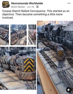 an image of a train going down the tracks with other pictures around it that are not in use