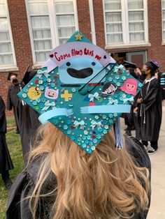 Bmo Finn mertens jake the dog graduation cap grad cap Adventure time Cartoon Network crafts Graduation Cap Adventure Time, Graduation Cap Designs Adventure Time, Weezer Graduation Cap, Bojack Graduation Cap, Owl House Graduation Cap, Steven Universe Grad Cap, Wall-e Graduation Cap