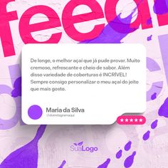 an ad with the words feed on it in spanish, and there is a purple background