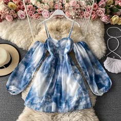 Materials: other Size: m, l, XL, 2XL Color: Blue Cute Dress Outfits, Seaside Beach, Dye Dress, Suspender Skirt, Beach Skirt, Tie Dye Dress, Really Cute Outfits, Teenage Fashion Outfits, Skirt Design