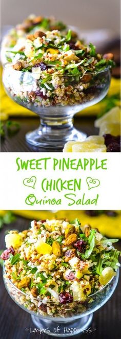 this is a salad with pineapples, chicken and quinoa in it