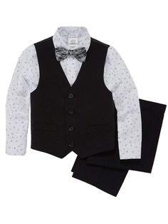 Boys Black & White 4pc Seersucker Suit Pants Vest Shirt & Plaid Bowtie Outfit This great looking boy's black & white dress up outfit is perfect for weddings, Easter, Christmas, church, or anytime you want to dress him up! Boy's sizes 4 Piece Set Includes: Pants, button front shirt, vest, & bow tie Payment We accept PayPal as our payment method. Immediate payment is required. If you have any questions about payment, please feel free to contact our customer support team. Return Policy We have a no Black Summer Formal Set, Tailored Black Sets For Spring, Classic Black Sets For Spring, Classic Black Spring Sets, Classic Semi-formal Spring Set, Casual Black Suits For Spring, Casual Black Spring Suits, Fitted Cotton Set For Semi-formal Occasions, Semi-formal Fitted Cotton Sets