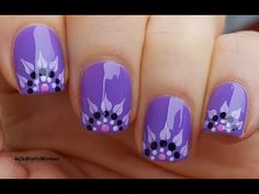 Mandala Nail Art, Panda Nail Art, Purple Nail Art Designs, Mandala Nails, Dot Nail Designs, Purple Mandala, Purple Nail Art, Art Nail Art, Beauty Hacks Nails