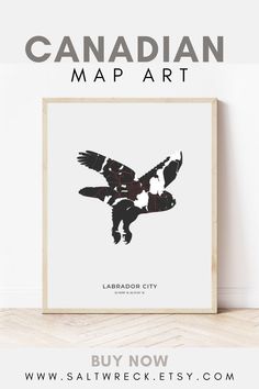 the canadian map art is displayed in front of a white wall with text that reads buy now