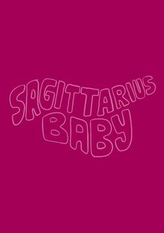 an image of the words sagittrins baby in white on a pink background