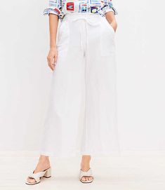 Fabrication:58% Linen 42% Cotton,Garment Care:Machine Washable Loft Tall Pull On Linen Cotton Wide Leg Pants Size Medium White Women's by Loft Size Regular - M White Women's Regular, Wide, Leg, Pants, 58%, Linen, 42%, Cotton, Machine, Washable Versatile White Pants For Spring, Wide-leg Summer Capris, Versatile White Bottoms For Spring, Versatile Wide-leg Capris For Spring, Spring Wide-leg Capris, Spring Wide Leg Daywear Capris, Spring Daywear Wide Leg Capris, Wide Leg Spring Capris For Daywear, Daywear Capris With Pockets