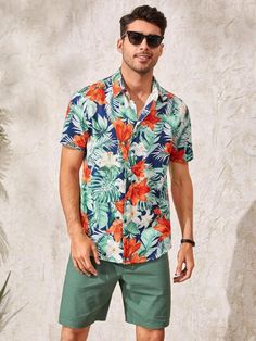 Men Tropical Fashion, Hawaiian Men Outfit, Tropical Shirt Outfits Men, Mens Tropical Wedding Attire, Men Tropical Outfit, Men Hawaii Outfits, Hawaii Shirt Style Men, Cancun Outfits Men, Hawaii Outfits Men