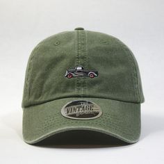 Unstructured Soft Crown Low-Fitting 6 Panel Cap Seamed Front Panel without Buckram 6 Embroidered Eyelets and 6 Rows Stitching on Visor Adjustable Velcro Back One Size Fits Most 100 % Cotton : Washed Cotton Twill Camper Car, 6 Panel Cap, Hat Baseball, Vintage Camper, Dad Hat, Dad Hats, Vintage Cars, Cotton Twill, Herringbone