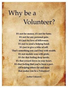 an old paper with the words, why be a volunteer?