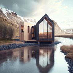 a small house sitting on top of a body of water