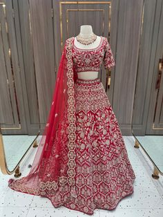 This elegant Radiant Bridal Lehenga BL-009 is crafted with intricate details and luxurious materials. Perfect for any bride looking to radiate beauty and style on her special day. Featuring stunning embroidery and a flattering silhouette, this lehenga is the perfect choice for any traditional wedding. Fabric: Raw Silk! WASH CARE INSTRUCTIONS - Please Dry clean only when it is applicable! Ready to Ship! Red 40, Net Dupatta, Wedding Fabric, Bride Look, Bridal Lehenga, Wedding Attire, Raw Silk, Embroidered Blouse, Traditional Wedding