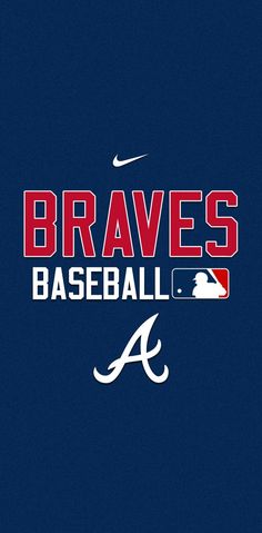 the braves baseball logo is shown on a dark blue background with red and white lettering