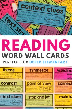 reading word wall cards perfect for upper elementary and middle school students to use in the classroom