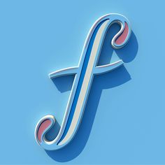 the letter s is made up of blue and white stripes on a light blue background