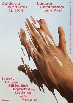 a poster for an art show with hands reaching up towards each other and the words underneath it