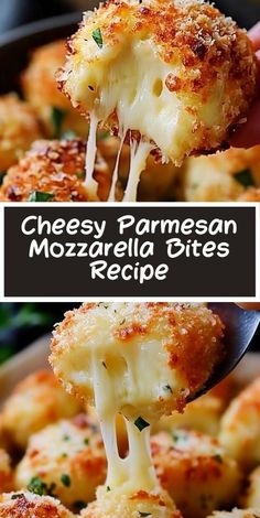 cheesy parmesan mozzarella bites recipe with cheese and herbs on top