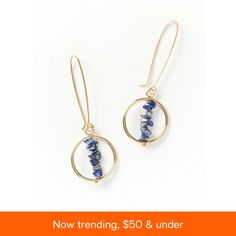 in stock Everyday Blue Earrings With Natural Stones, Blue Natural Stone Dangle Hoop Earrings, Online Earrings, Semi Precious, Jewelry Watches, Pick Up, In Store, Buy Online, Jewelry Earrings