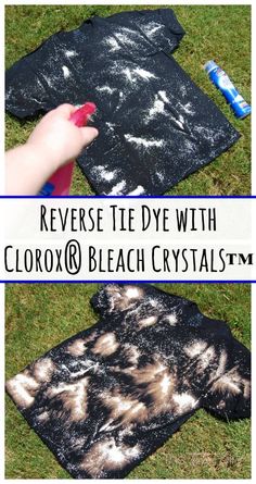 the reverse tie dye with clorox bleach crystals is an easy diy project