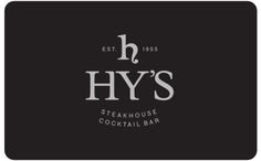 the hy's steakhouse logo is shown on a black square mouse pad