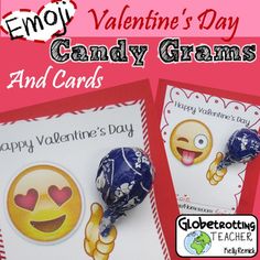 valentine's day candy charms and cards with emojt