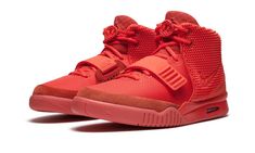 The mega-hyped Air Yeezy 2 "Red October" by Kanye West marks the end of his collaborative relationship with Nike.  The vibrant red colorway would become highly influential in the sneaker industry, as a number of all-red-everything looks hit a countless number of models from various brands in the months and years following its release in 2014.  Adding to the lore of the colorway, the “Red October” Yeezy 2 had a surprise release only on Nike’s webstore, actually dropping after West and Nike had pa Red Octobers, Purple Nike Shoes, Air Yeezy 2, Yeezy 2, Buy Nike Shoes, Air Yeezy, Red October, Purple Nikes, Red Fits