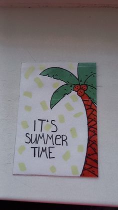 it's summer time with a palm tree painted on the wall