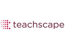 the teachcape logo is shown on a white background with red dots and an orange dot