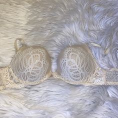 Like Brand New, Used Once Size 32d Fitted Beige Bra With Lace Trim, Cream Fitted Bra For Spring, Spring Cream Fitted Bra, Fitted Beige Lace Trim Bra, Elegant Victoria's Secret Spring Bra, Elegant Victoria's Secret Lace Bra, Elegant Lace Bra By Victoria's Secret, Victoria's Secret Beige Bra For Spring, Fitted Cream Bra From Victoria's Secret