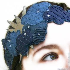 Denim Headband, Scrunchies Diy, Diy Kostüm, Fascinator Headband, Baby Bonnet, Old Jeans, Embroidery Craft