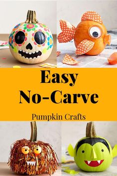 easy no - carve pumpkin crafts for kids to make