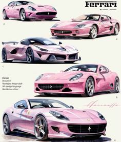 Queen Wallpapers, Pink Ferrari, Art Deco Car, Car Design Sketch, Abandoned Cars, Pink Car, Classy Cars, Tuner Cars, Pretty Cars