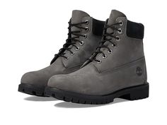 Timberland 6 Inch Premium Boot - Men's Boots : Medium Grey Nubuck : Take on the busy workday while keeping your feet dry and comfortable in the Timberland 6 Inch Premium Boot. Tradtitional lace-up closure offers a secure fit. Premium full-grain and nubuck leather upper. Round toe silhouette. Padded collar for a comfortable fit around the ankle. 400 grams of PrimaLoft insulation. ReBOTL fabric lining containing at least 50% recycled plastic. Anti-fatigue removable footbed. Seam-sealed waterproof Classic Lace-up Slip-resistant Boots, Casual Lace-up Work Boots With Reinforced Toe, Winter Work Boots With Lacing, Outdoor Work Boots Lace-up, Classic Lace-up Hiking Boots With Reinforced Toe, Gray Lace-up Hiking Boots, Timberland Waterproof Lace-up Boots With Reinforced Heel, Timberland Waterproof Boots With Reinforced Heel And Lace-up, Casual Lace-up Waterproof Boots With Steel Toe