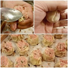 the process of making dumplings with meat and vegetables