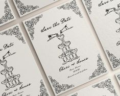 wedding save the date cards with black ink on white paper, set of 10 by artist and photographer