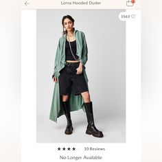 Free People Lorna Hoodie Duster (Xs/S) Duster Hoodie, Wide Sleeves, Trench Coats, Boho Clothing, Green Fashion, Casual Jacket, Jacket Outfits, Boho Outfits, Free People