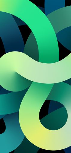 an abstract background with overlapping shapes in shades of green, blue and yellow on a black background