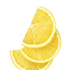 three lemons cut in half on a white background