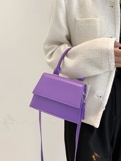 BirdinBag - Compact Flap Satchel: Elegant and Practical Handbag Purple Square Box Bag For Shopping, Purple Large Capacity Square Shoulder Bag, Large Capacity Square Purple Shoulder Bag, Purple Bags With Adjustable Handle For Daily Use, Purple Bag With Adjustable Handle For Daily Use, Purple Square Shoulder Bag With Large Capacity, Daily Use Purple Bag With Adjustable Handle, Trendy Purple Shoulder Bag For Errands, Purple Square Bags For Daily Use