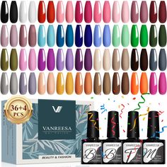 PRICES MAY VARY. 【40 PCS Gel Nail Polish Set】 This gel polish kit includes 8ml gel nail polish*36, 8ml base coat*2, 8ml glossy top coat*1 and 8ml matte top coat*1. VANREESA gel nail polish offers a rich and vibrant color palette, making it suitable for all occasions and holidays. Whether you're a beginner or an experienced nail art enthusiast, VANREESA gel polish will meet your nail art needs. 【Multicolor Basic Collection】 The 36 colors of gel nail polish handpicked by VANREESA, including white, Polish Gifts, Nude Gel Polish, Unique Manicure, Matte Top Coat, Ad Home, Nail Polish Set, Gel Nail Polish Set, Gifts For, Nail Polish Sets