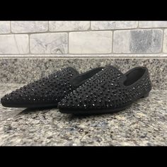 Love These And Bought Them At A Boutique Shop But Ended Up Being Too Small! I Am Usually An 8 But A Tad Too Short. Studded Black Shoes That Are So Cute To Dress Up Or Down. Party Synthetic Loafers With Flat Heel, Black Flats With Round Toe For Party, Black Party Flats With Round Toe, Black Round Toe Party Flats, Black Flat Loafers For Party, Casual Party Loafers With Round Toe, Flat Black Loafers For Party, Formal Flats With Studs And Round Toe, Black Synthetic Party Flats