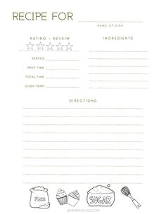 the recipe for baking is shown in this printable recipe card with instructions to make it easier