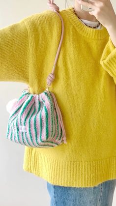 Tiny Clothes, Bag Designs, Bag Diy, Cute Bags, Green Stripes, Bucket Bag, Tote Bags