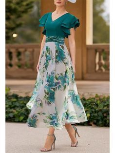 Perfect Dress For Wedding Guest, A Line Dresses For Women, Ankle Length Dresses, Dress For Wedding Guest, Homecoming Formal Dresses, Chiffon Dresses, Flowy Design, Prom Dress Stores, Comfortable Clothes