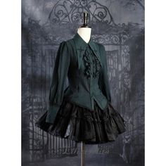 A gothic blouse that looks like a noble lady from medieval Europe. Her collar has a cross sword embroidered on it, the back is laced, and the chest is decorated with a statement frill. She is a mysterious young lady with a gorgeous aura. 
 
 

 

 
 
 
 Size 
 
 XS size 
 
 Length: 63cm 
 Bust: 84cm 
 Waist: 72cm 
 Sleeve length: 62cm 
 
 S size 
 
 Length: 64cm 
 Bust: 88cm 
 Waist: 76cm 
 Sleeve length: 62cm 
 
 M size 
 
 Length: 65cm 
 Bust: 92cm 
 Waist: 80cm 
 Sleeve length: 62.5cm 
 
 L s Long Sleeve Victorian Dress For Cosplay, Gothic Long Sleeve Victorian Dress For Cosplay, Gothic Victorian Long Sleeve Dress For Cosplay, Gothic Victorian Dress For Cosplay With Long Sleeves, Gothic Victorian Dress For Cosplay, Fitted Gothic Blouse For Alternative Fashion, Fitted Long Sleeve Cosplay Blouse, Elegant Fitted Halloween Blouse, Elegant Halloween Fitted Blouse