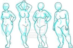 an image of a woman's body in different positions and sizes drawn by hand