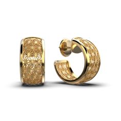 Embrace Italian elegance with our Oltremare Gioielli Gold Open Hoop Earrings. Handcrafted in 18k/14k gold, these exquisite pieces showcase a timeless Japanese Sashiko star pattern. Designed for comfort and style, they feature a wide butterfly clasp. With a diameter of 21mm and a width of 10mm, these earrings are a luxurious addition to any ensemble. 14k or 18k solid gold Diameter of 21mm and a width of 10mm Made in Italy Japanese Gold Jewelry, Luxury Yellow Gold Hoop Earrings With Halo Design, Yellow Gold Hoop Earrings With Halo Design For Gift, Luxury Yellow Gold Halo Design Hoop Earrings, Sashiko Pattern, Japanese Jewelry, Italian Elegance, Open Hoop Earrings, Chic Earrings